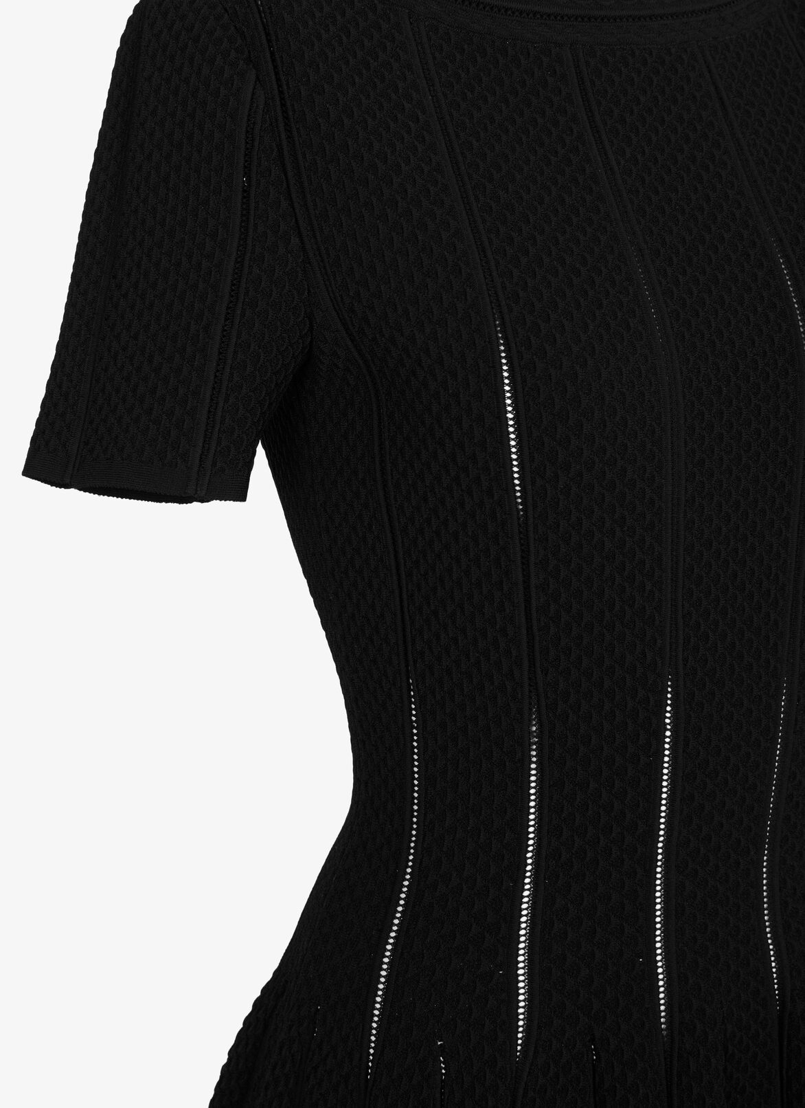 Flared Piqué Mesh Dress ALAÏA BLACK FLARED PIQUÉ MESH DRESS